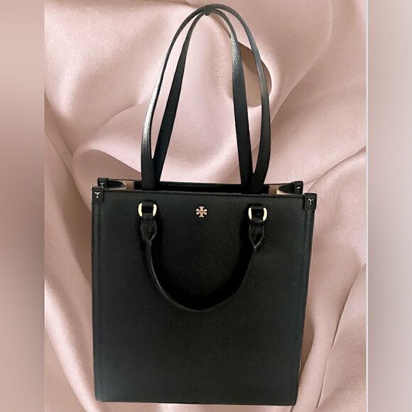 TORY BURCH SHOULDER BAG, BLACKS HANDBAG WITH TORY BURCH LOGO IN GOLD TONE - Picture 2 of 9